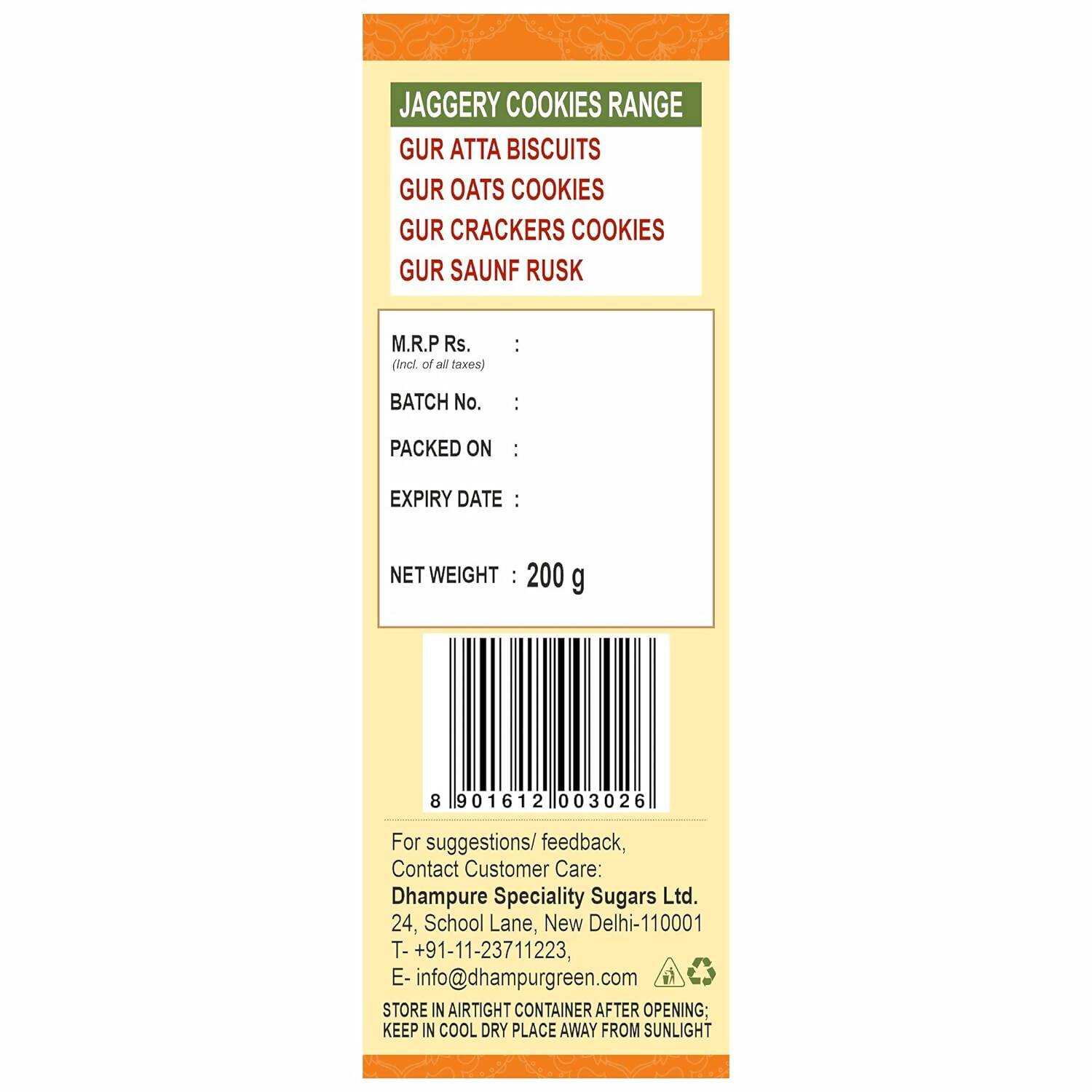 Dhampur Green Gur Til Cookies - Swadesiicart