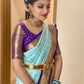 DEIANA'S Beautiful Designer Golden zari Soft Lichi Silk Saree - Sky - Swadesiicart