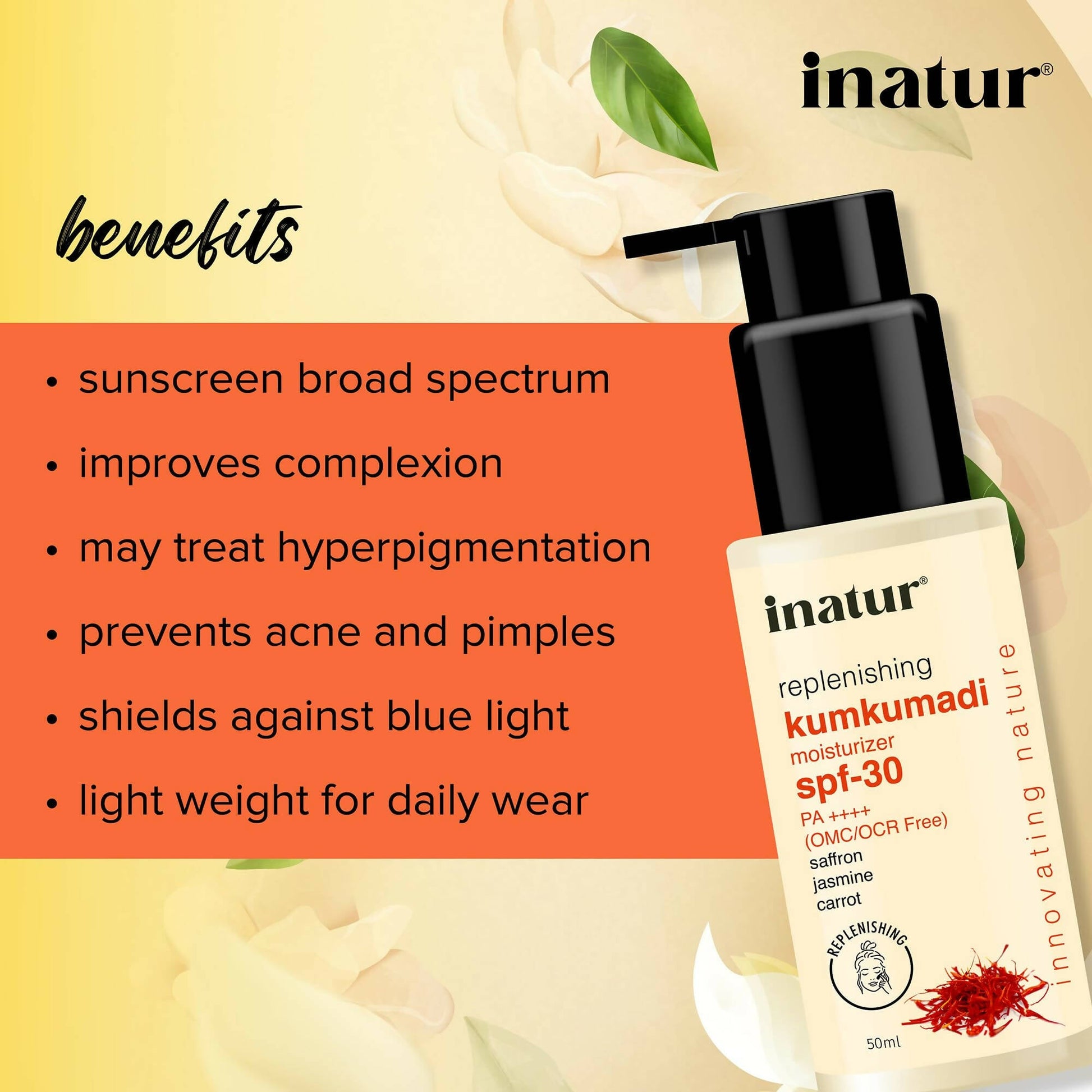 Inatur Kumkumadi Sunscreen SPF 30 - Swadesiicart
