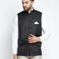 Jompers Men's Black Solid Nehru Jacket | Swadesiicart