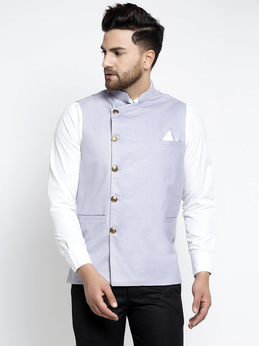 Jompers Men's Blue Nehru Jacket | Swadesiicart