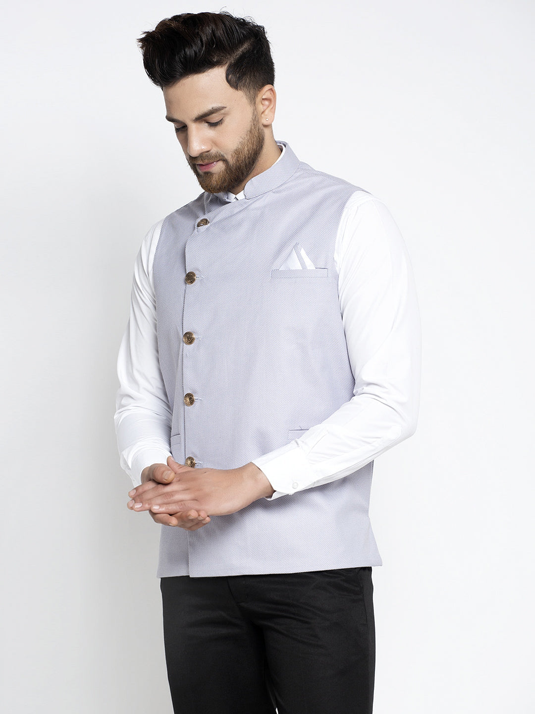 Jompers Men's Blue Nehru Jacket | Swadesiicart