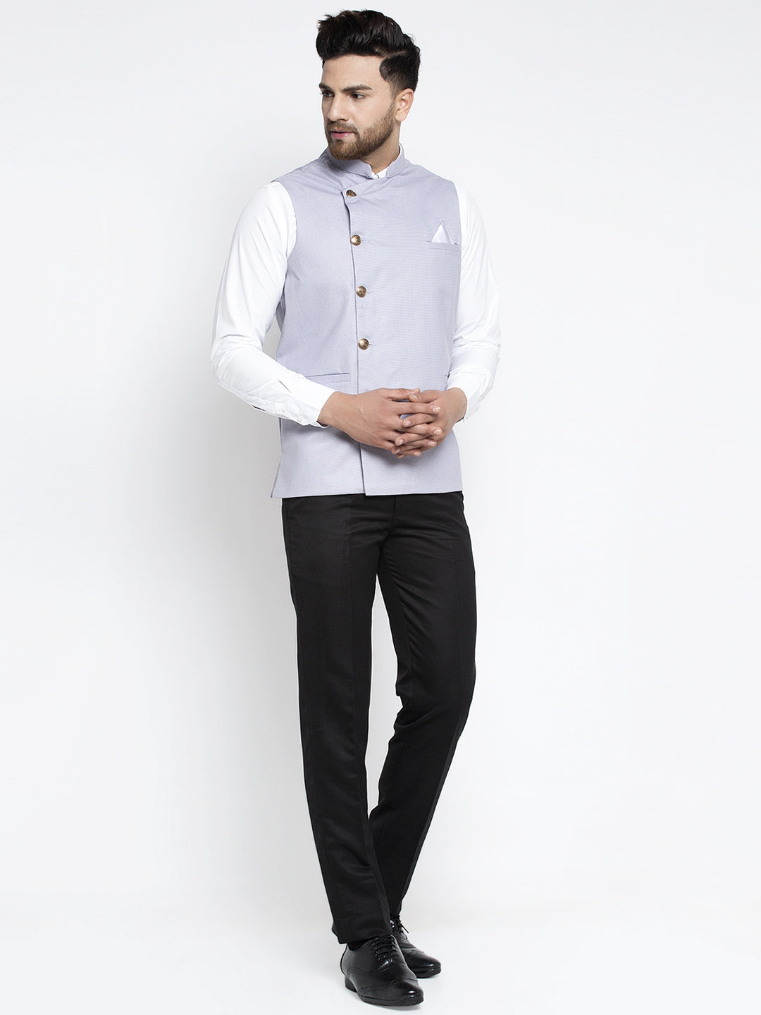 Jompers Men's Blue Nehru Jacket | Swadesiicart