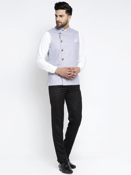 Jompers Men's Blue Nehru Jacket | Swadesiicart