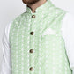 Jompers Men Green Embroidered Nehru Jacket | Swadesiicart