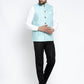Jompers Men Beautiful Blue Embroidered Nehru Jacket | Swadesiicart