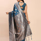 Astita Banarasi Silk Teal Blue Saree | Swadesiicart
