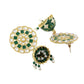 NVR Women Gold-Polished Green Dome Shaped Meenkari Jhumkas Earrings | Swadesiicart