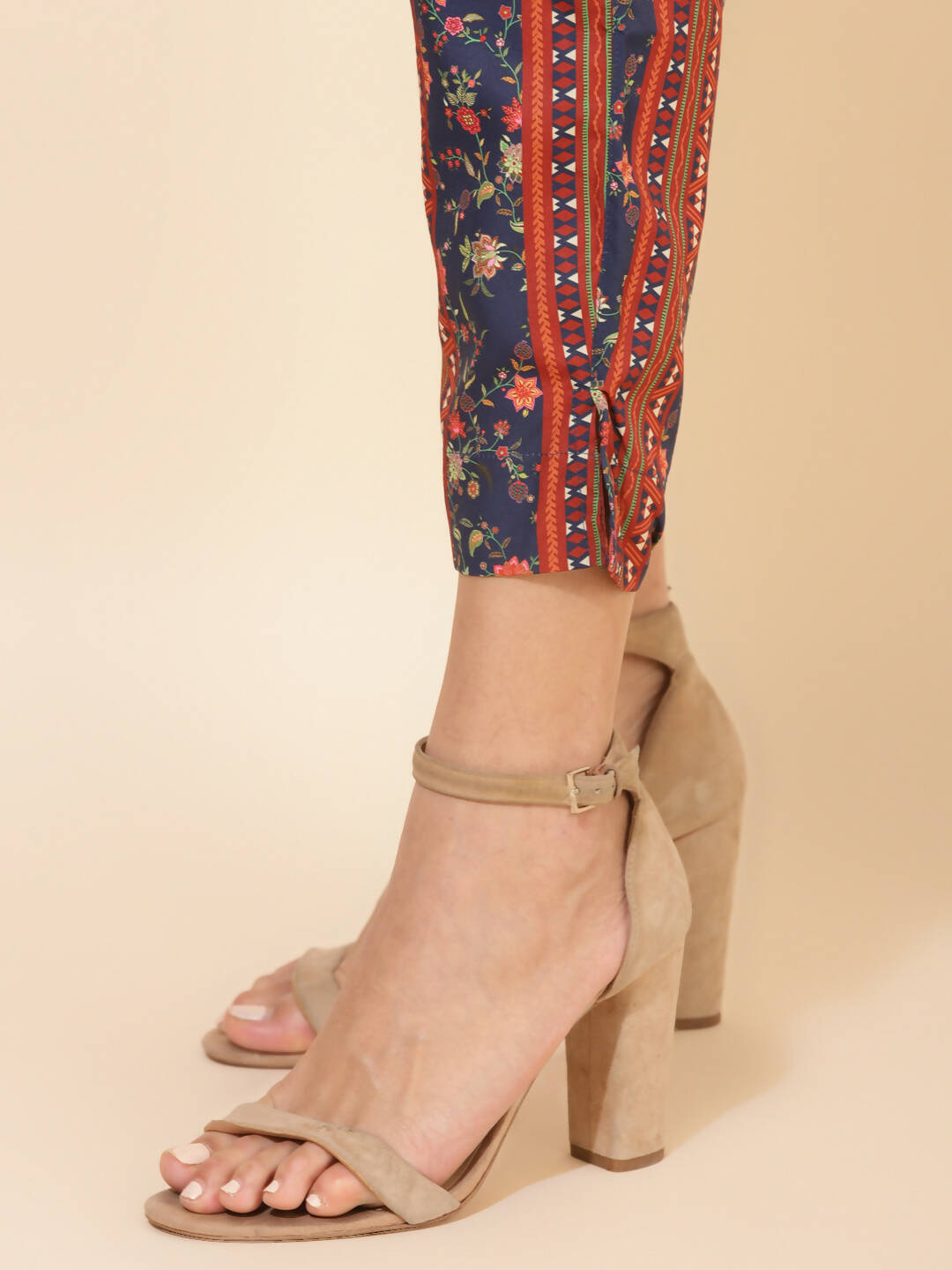 Janasya Women's Blue Crepe Digital Floral Printed Festive A-line Co-ords - Swadesiicart
