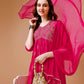 Alia Cut Embroidered & Printed Kurta With Pant & Dupatta, Multicolor - Hiral Fashion
