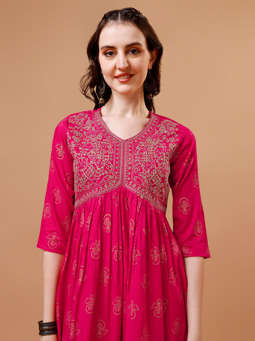 Alia Cut Embroidered & Printed Kurta With Pant & Dupatta, Multicolor - Hiral Fashion