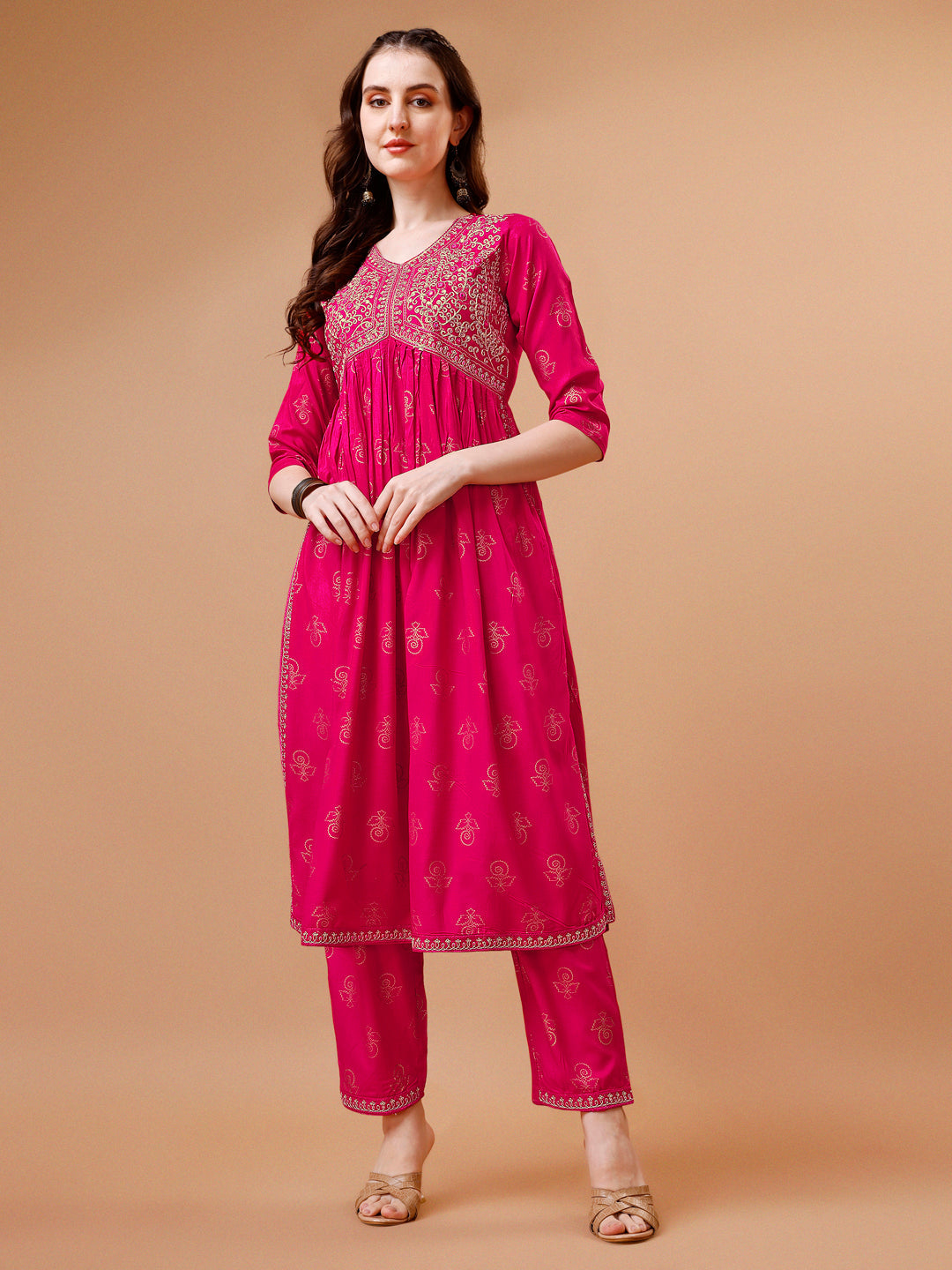 Alia Cut Embroidered & Printed Kurta With Pant & Dupatta, Multicolor - Hiral Fashion