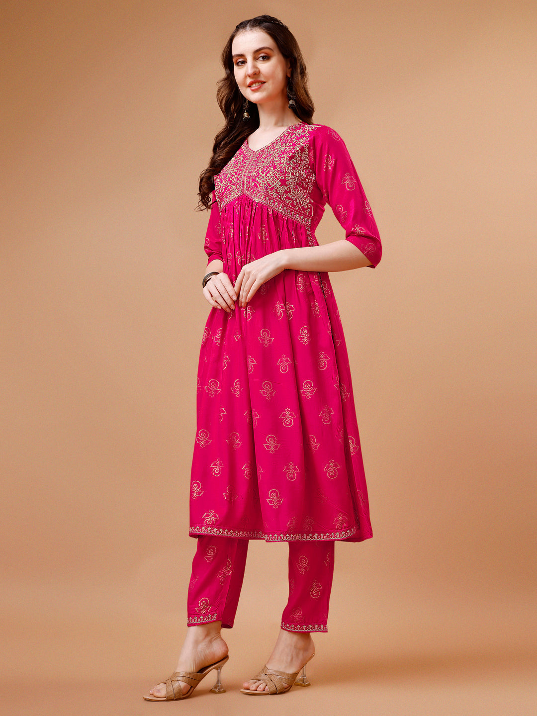 Alia Cut Embroidered & Printed Kurta With Pant & Dupatta, Multicolor - Hiral Fashion