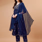 Alia Cut Embroidered & Printed Kurta With Pant & Dupatta, Multicolor - Hiral Fashion