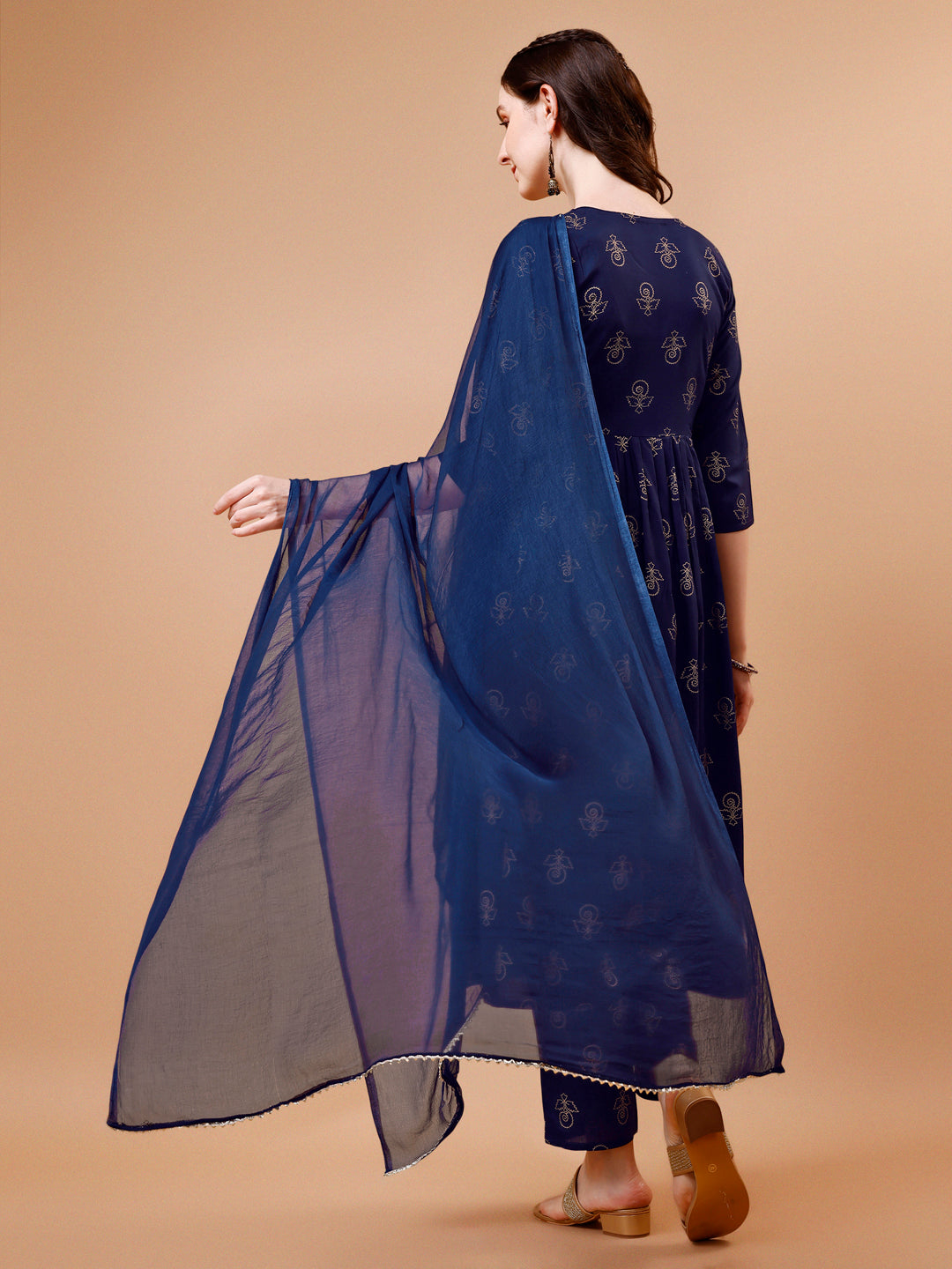 Alia Cut Embroidered & Printed Kurta With Pant & Dupatta, Multicolor - Hiral Fashion