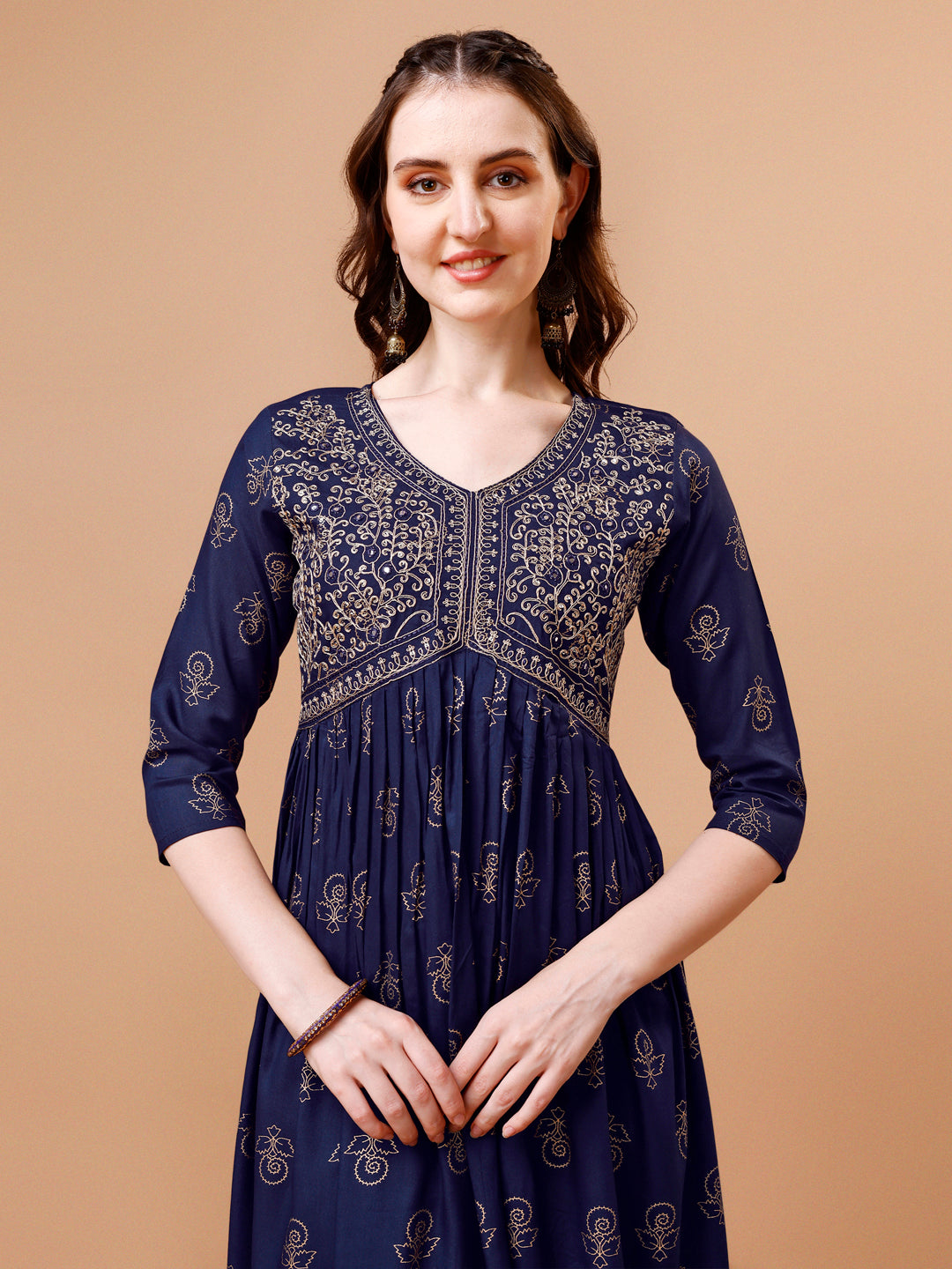 Alia Cut Embroidered & Printed Kurta With Pant & Dupatta, Multicolor - Hiral Fashion