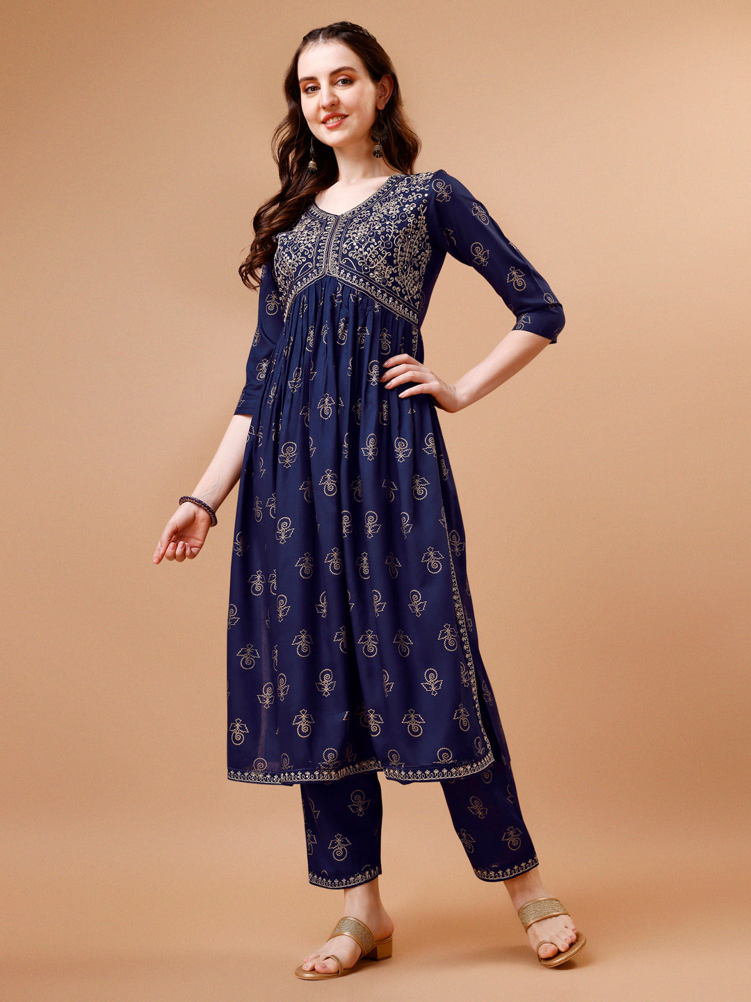Alia Cut Embroidered & Printed Kurta With Pant & Dupatta, Multicolor - Hiral Fashion