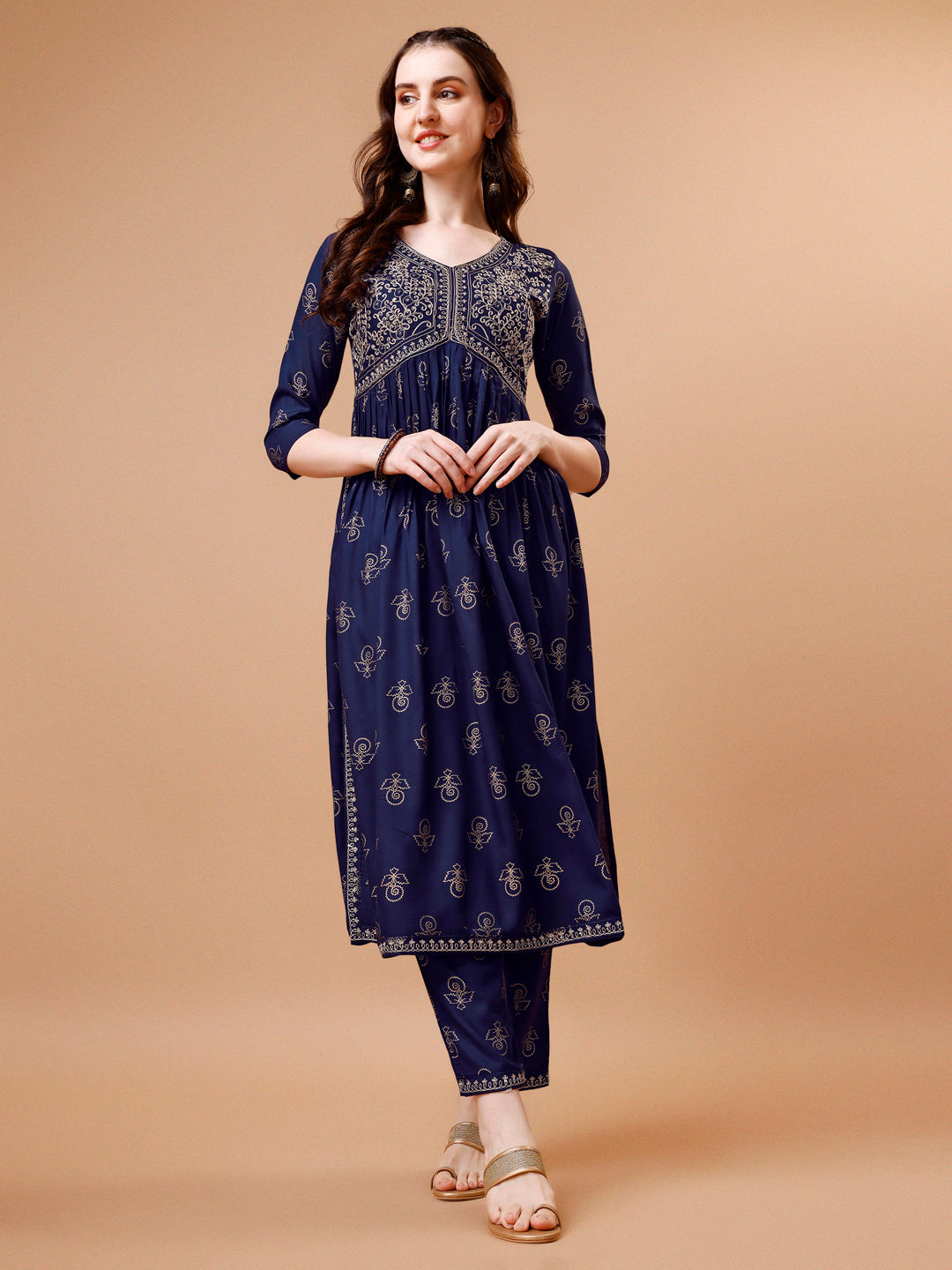 Alia Cut Embroidered & Printed Kurta With Pant & Dupatta, Multicolor - Hiral Fashion