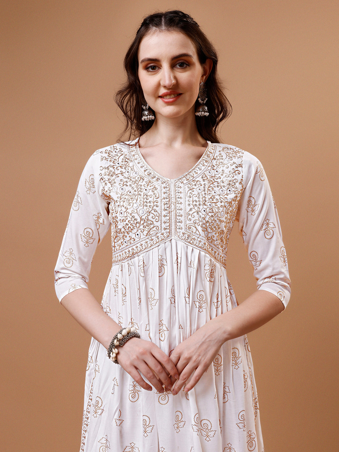 Alia Cut Embroidered & Printed Kurta With Pant & Dupatta, Multicolor - Hiral Fashion