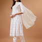 Alia Cut Embroidered & Printed Kurta With Pant & Dupatta, Multicolor - Hiral Fashion