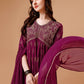 Alia Cut Embroidered & Printed Kurta With Pant & Dupatta, Multicolor - Hiral Fashion