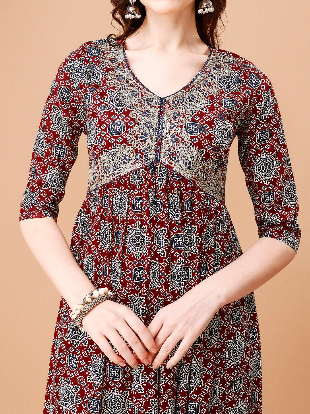 Alia Cut Embroidered & Printed Kurta With Pant & Dupatta, Multicolor - Hiral Fashion