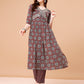 Alia Cut Embroidered & Printed Kurta With Pant & Dupatta, Multicolor - Hiral Fashion