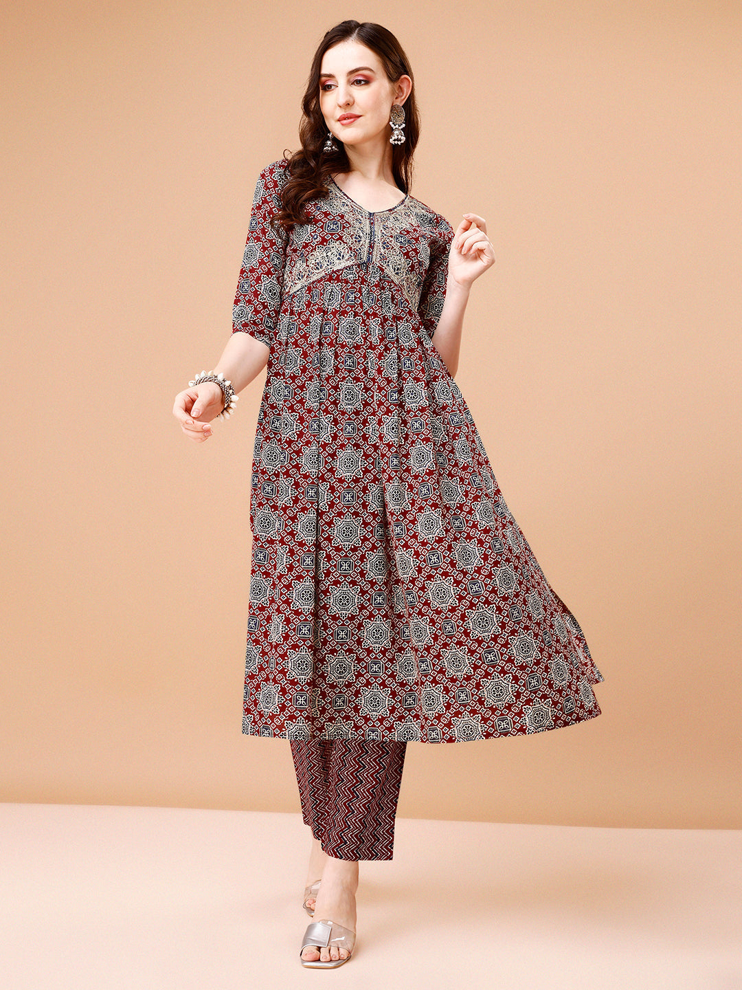 Alia Cut Embroidered & Printed Kurta With Pant & Dupatta, Multicolor - Hiral Fashion