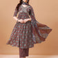 Alia Cut Embroidered & Printed Kurta With Pant & Dupatta, Multicolor - Hiral Fashion