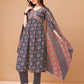 Alia Cut Embroidered & Printed Kurta With Pant & Dupatta, Multicolor - Hiral Fashion