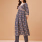 Alia Cut Embroidered & Printed Kurta With Pant & Dupatta, Multicolor - Hiral Fashion