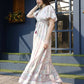 Off white Rayon Foil Printed Long Dress - Michan | Swadesiicart