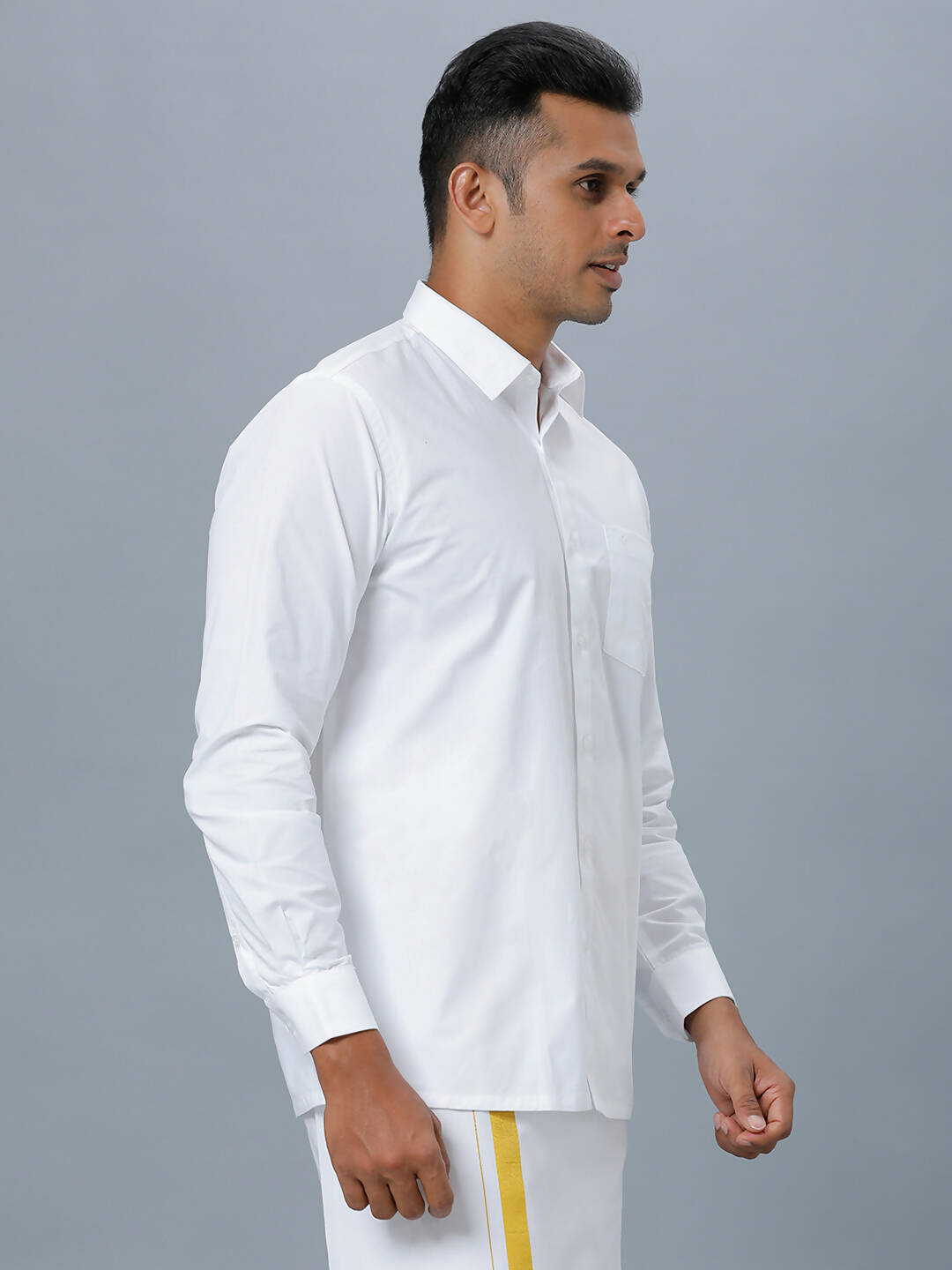 Ramraj Cotton Mens Full Sleeve Formal 100 % Cotton White Shirt | Swadesiicart