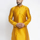 Jompers Men Yellow & White Woven Design Kurta Only | Swadesiicart