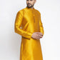 Jompers Men Yellow & White Woven Design Kurta Only | Swadesiicart