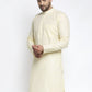 Jompers Men Lemon Yellow & White Self Design Kurta Only | Swadesiicart
