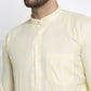 Jompers Men Lemon Yellow & White Self Design Kurta Only | Swadesiicart