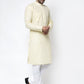 Jompers Men Lemon Yellow & White Self Design Kurta Only | Swadesiicart