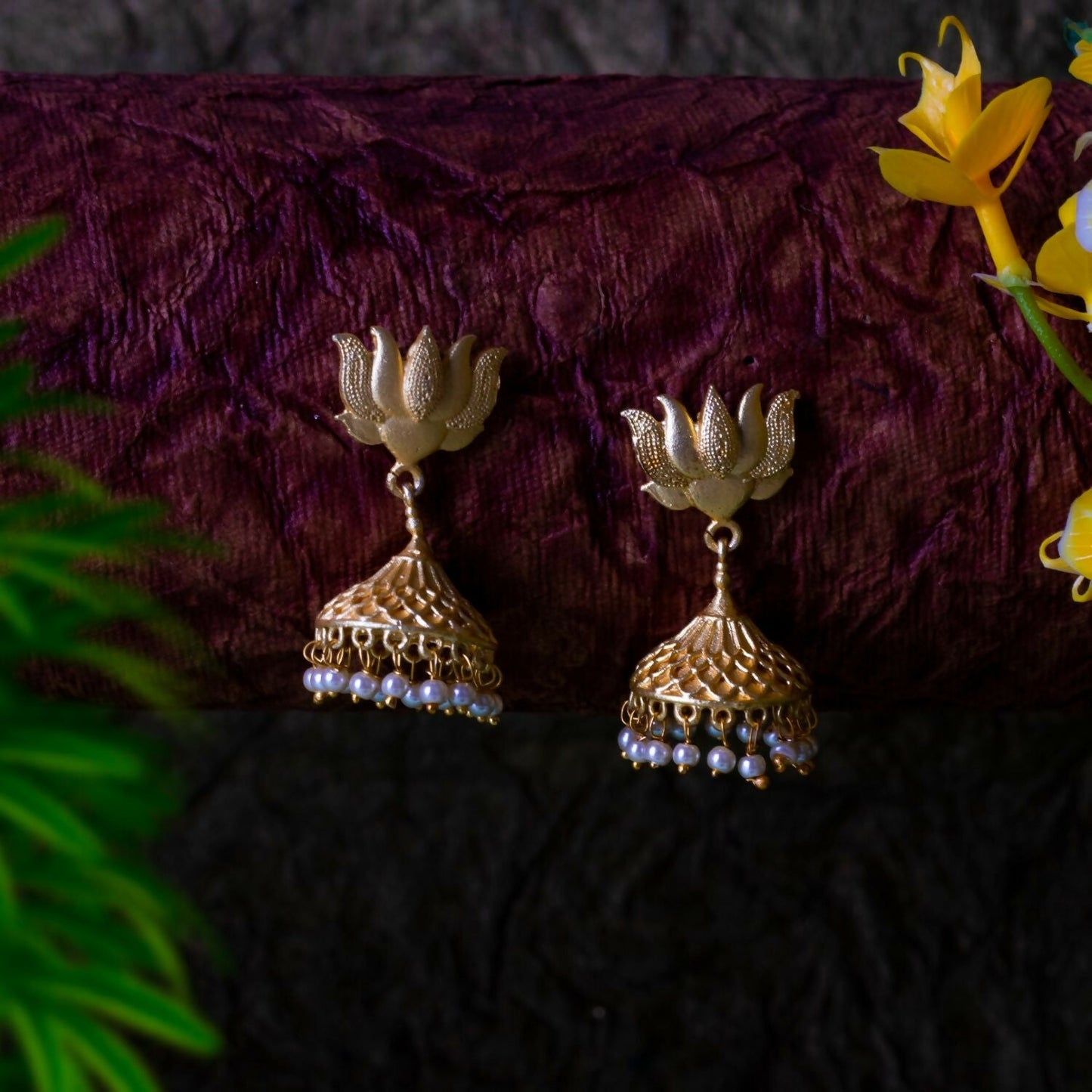 Joban Fashion Women Matte Gold Brass Jhumka | Swadesiicart