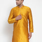 Jompers Men's Yellow Jacquard Kurta Only | Swadesiicart