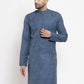 Jompers Men's Blue Self Design Kurta Only | Swadesiicart