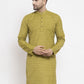 Jompers Men Green Self Design Kurta Only | Swadesiicart