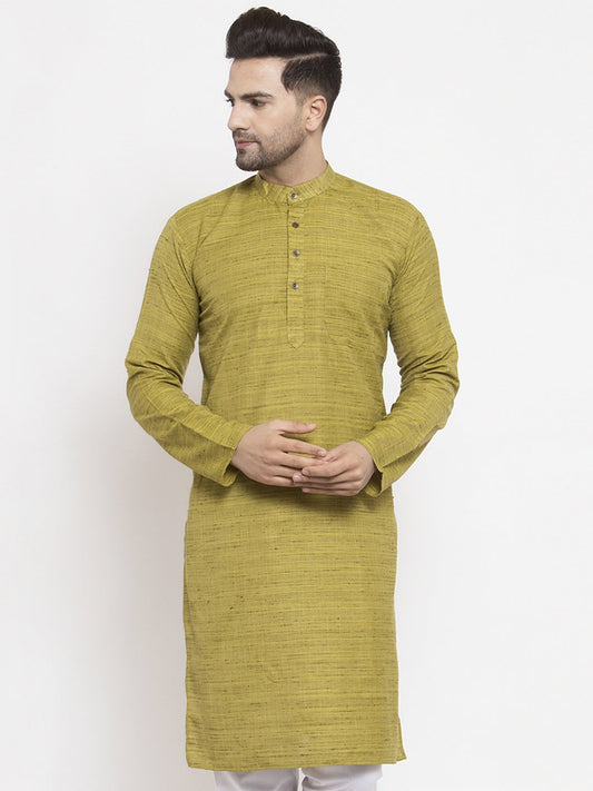 Jompers Men Green Self Design Kurta Only | Swadesiicart