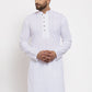 Jompers Men White Embroidered Kurta Only | Swadesiicart
