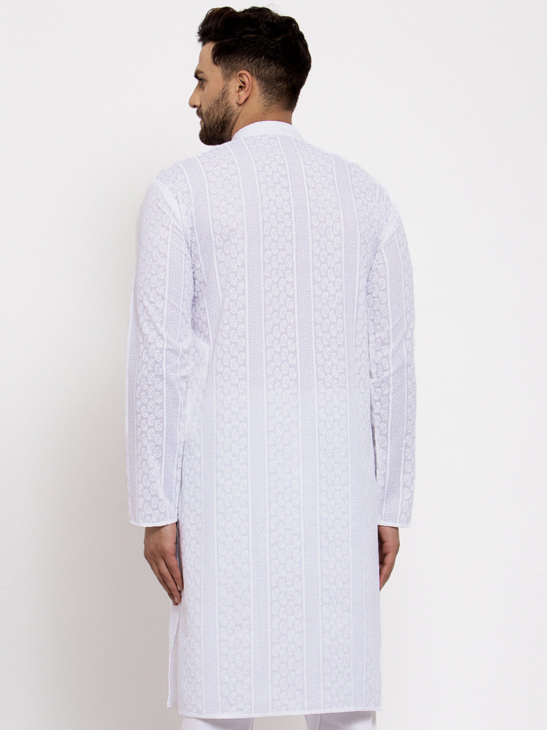 Jompers Men White Embroidered Kurta Only | Swadesiicart