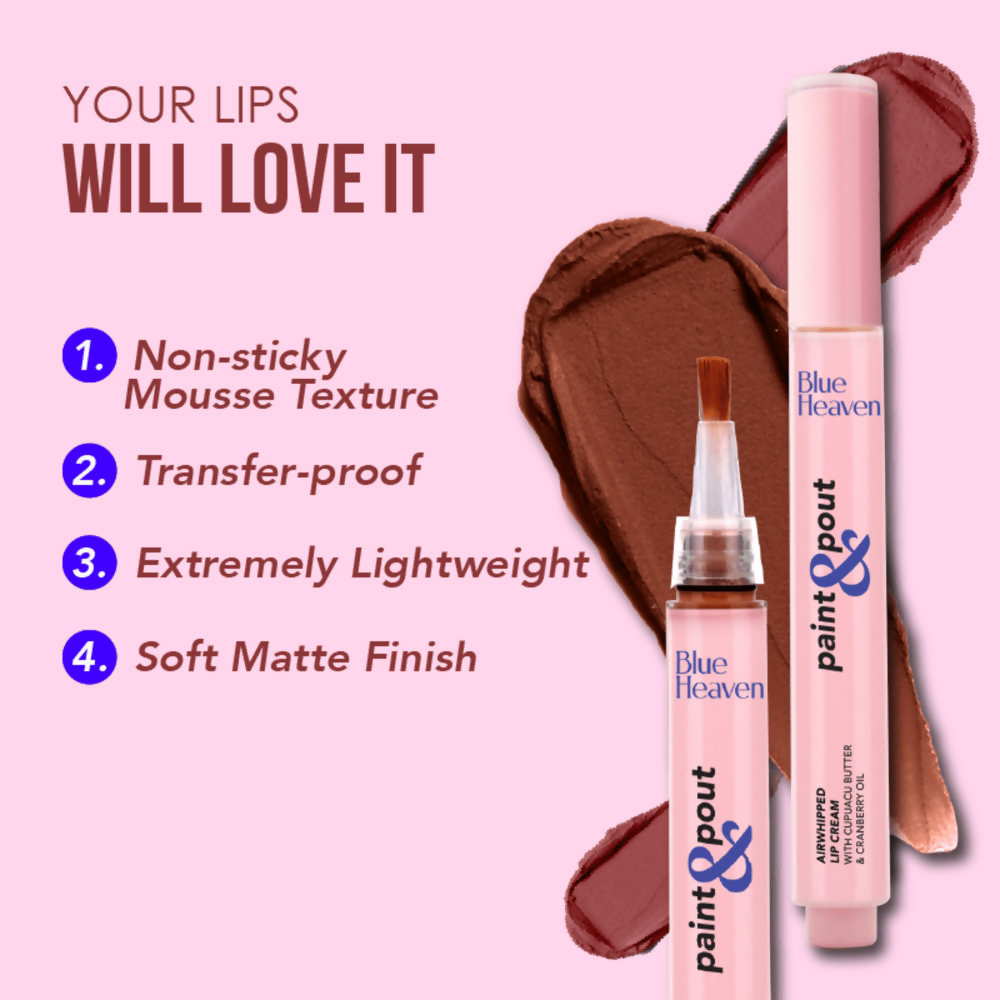 Blue Heaven Paint & Pout Airwhipped Lip Cream - Toasted Toffe 08