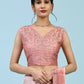 Peach Ombre Satin Georgette Plain Ready to wear Saree with stitched Blouse - Vrinda | Swadesiicart