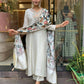 The52 Off White Women's Gorgeous Embroidered Viscose Chanderi Fabric Straight Kurta Pant with Dupatta Set - Swadesiicart
