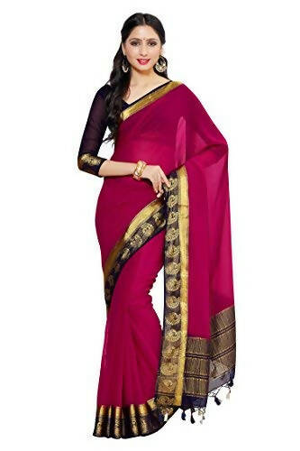 Mimosa Women's Dark Pink Banarasi Chiffon Saree | Swadesiicart