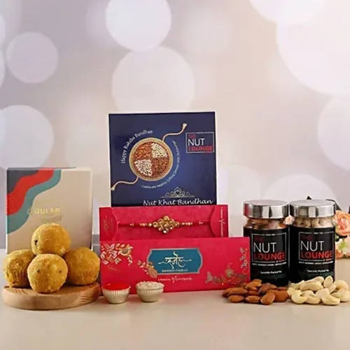 Kundan Rakhi With Dry Fruits & Besan Laddoos | Swadesiicart